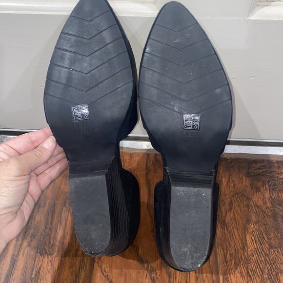 EILEEN FISHER Women's Sz 12 Suede Hilly D’Orsay Pump Pointed Block Heel Black - Picture 6 of 10